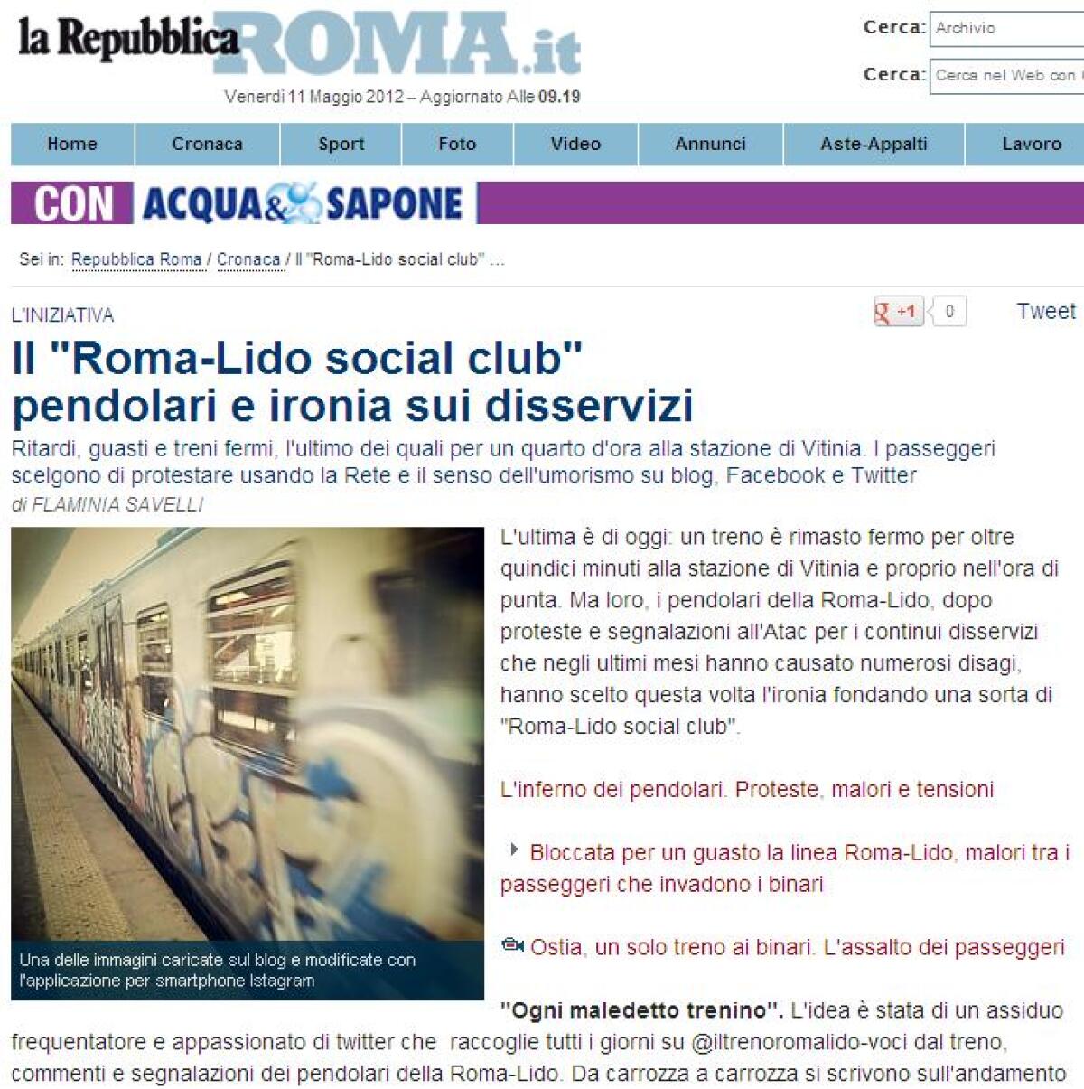 Il "Roma-Lido social club" pendolari e ironia sui disservizi - 