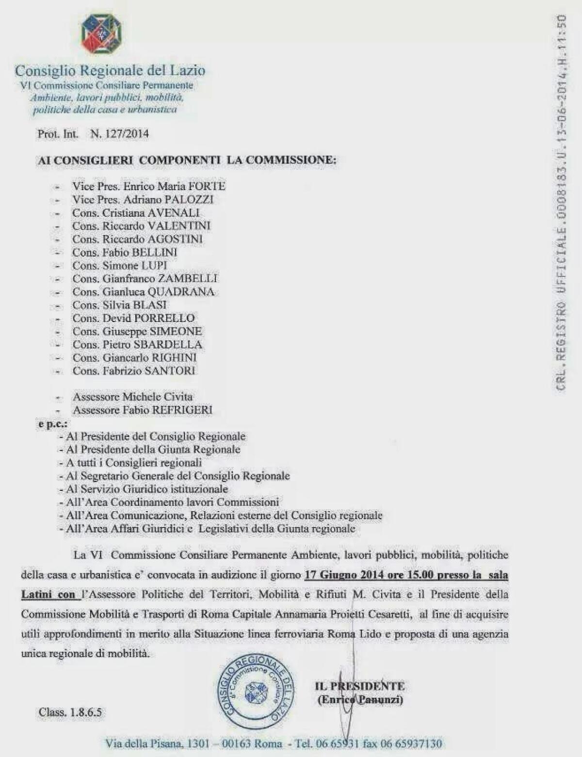 Commissione mobilità Regione Lazio: Argomento #RomaLido - 