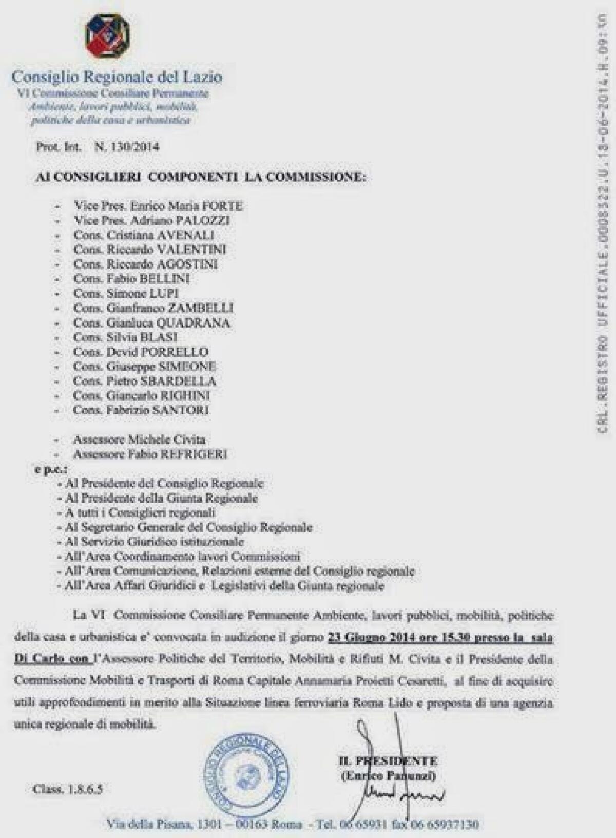 Commissione mobilità Regione Lazio: Argomento #RomaLido - 