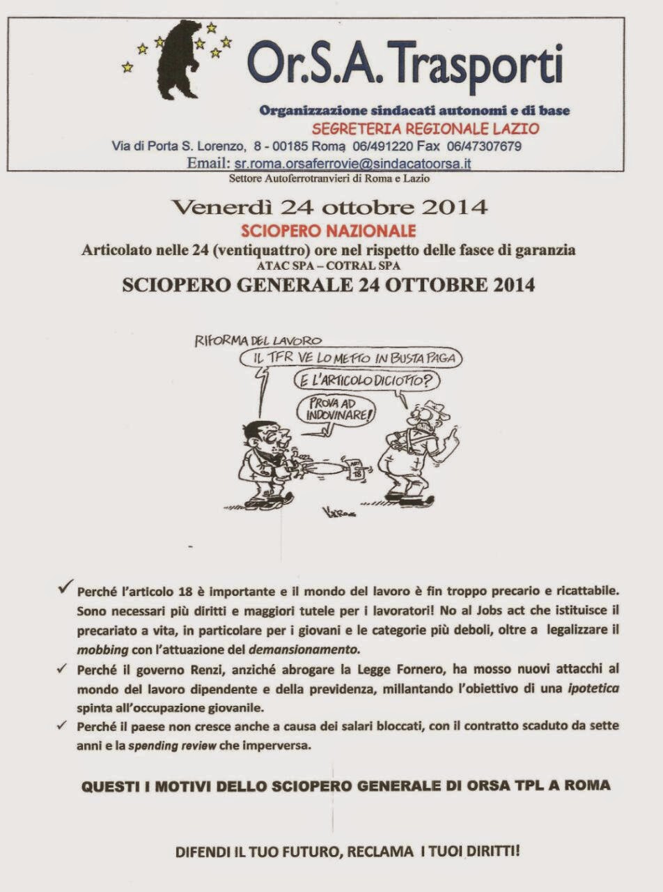 Volantino Sciopero O.R.S.A.