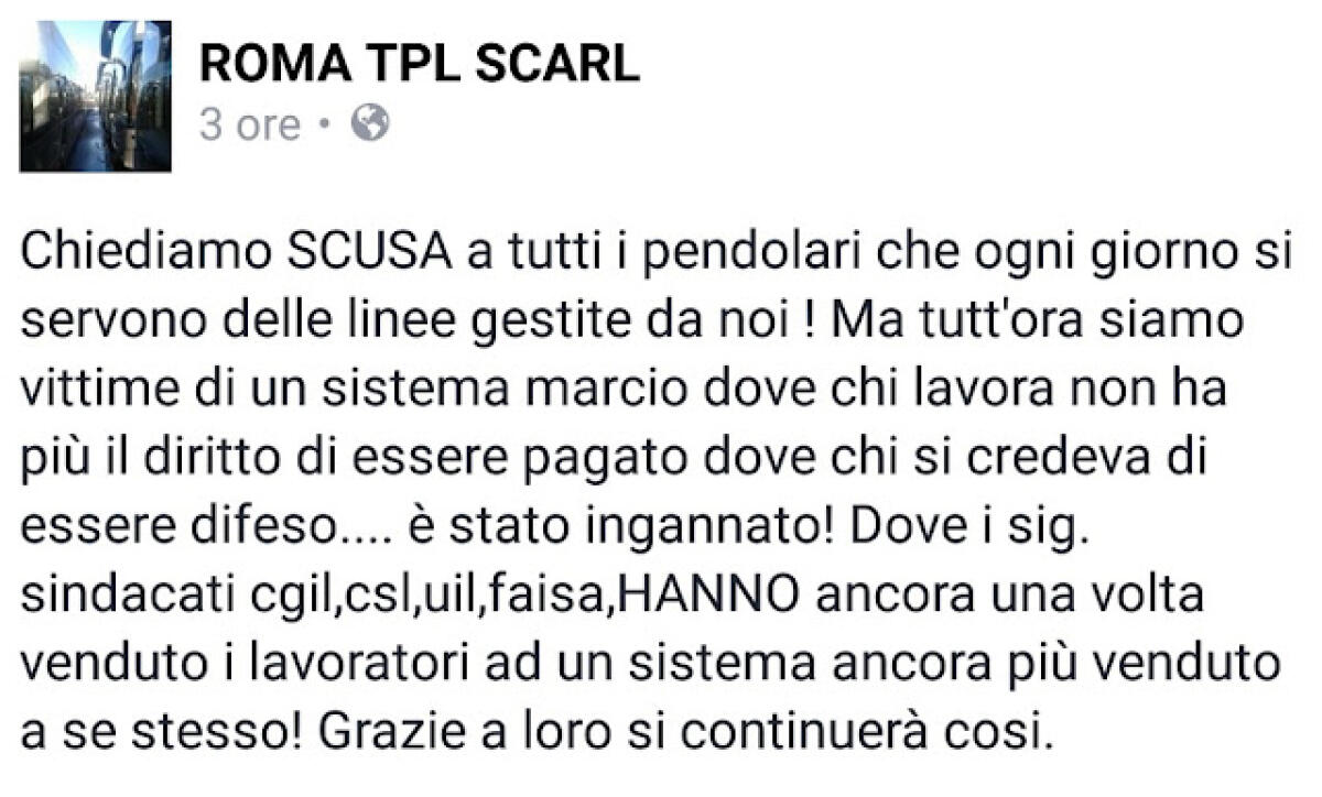 Perchè ieri Roma Tpl ha scioperato lo stesso? - 