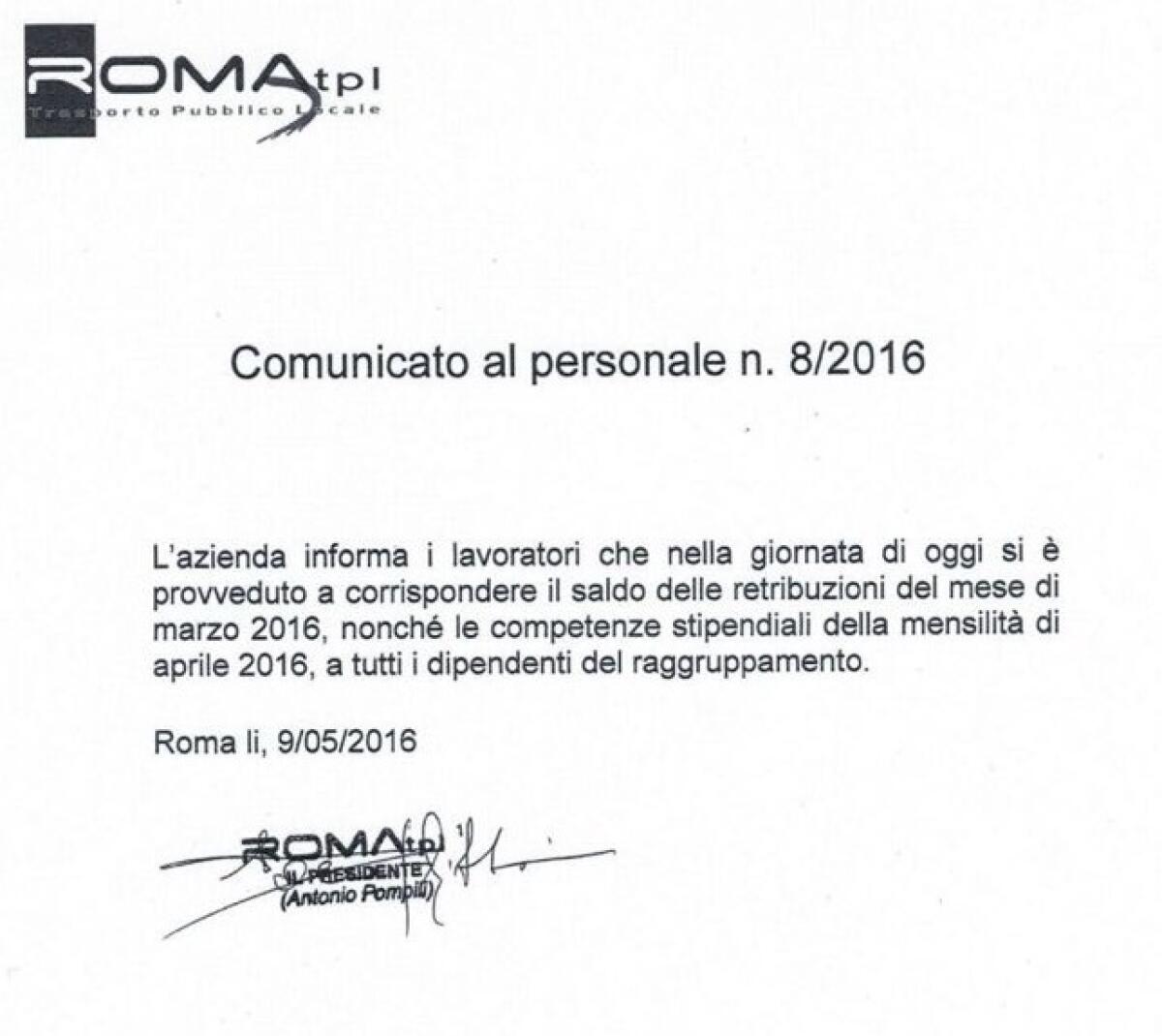 Notizie da Roma Tpl... e sono finalmente buone - 