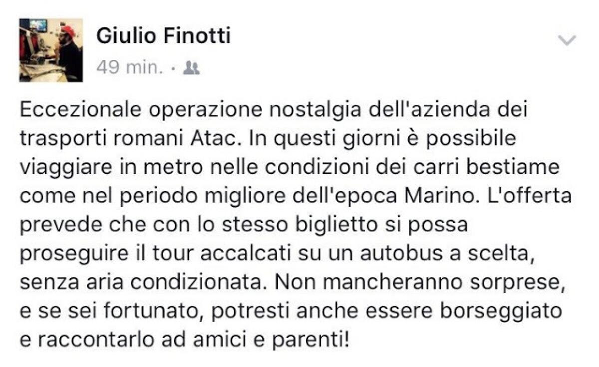 Un paio di cose sulla manutenzione dei mezzi Atac - 