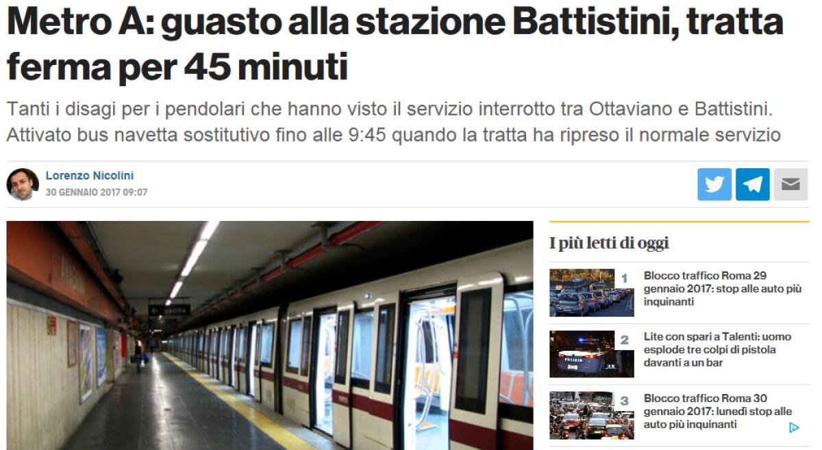 Lunedì mattina e subito la metro si guasta - 