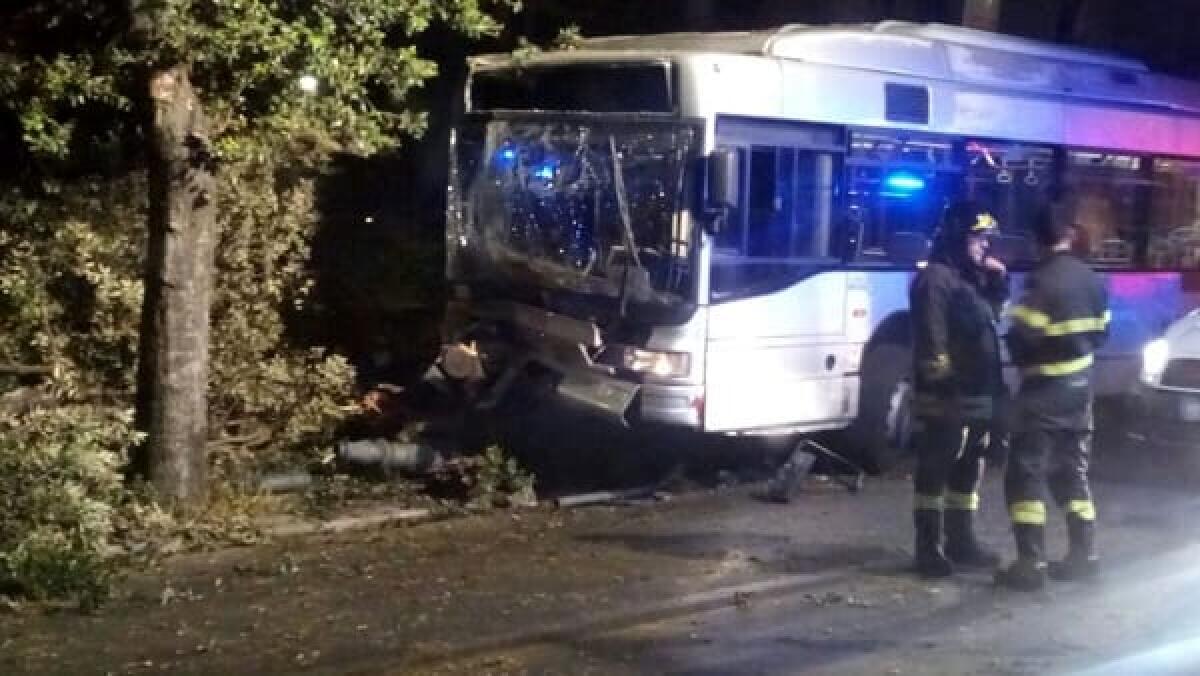 Incidente bus N1 a Villa Borghese: autobus contro albero in via San Paolo del Brasile - 