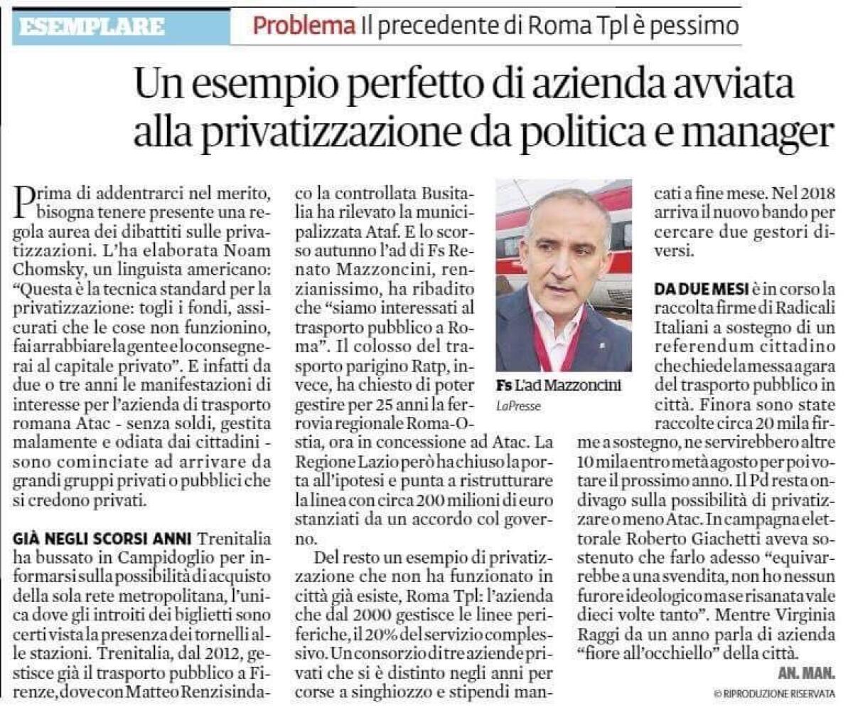 La privatizzazione di Atac - 