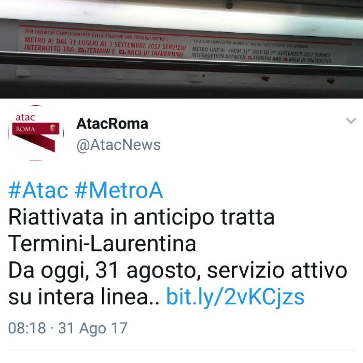 La Metro A ha riaperto, la comunicazione Atac invece no - 