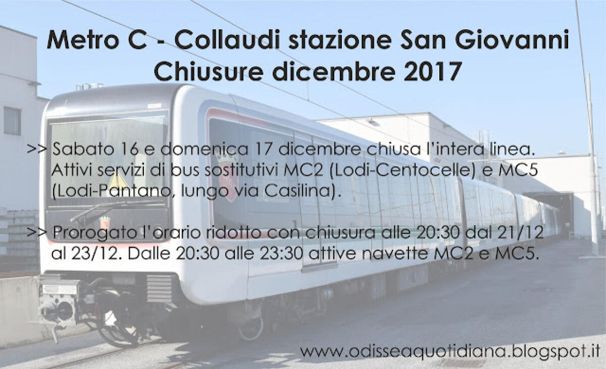 Chiude la Metro C - Informazioni ed orari - 