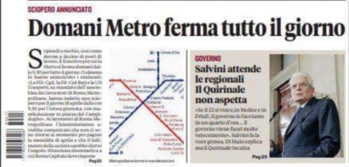 Metropolitane - Domani nessuno sciopero - 
