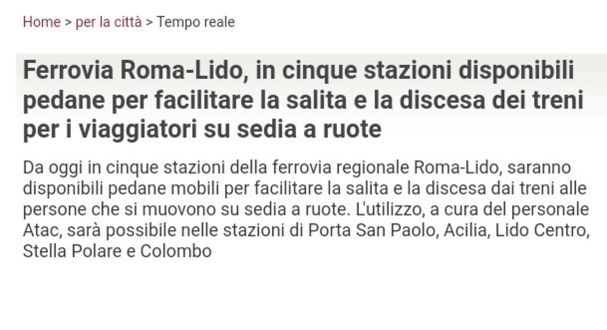 La Roma-Lido diventa accessibile - 