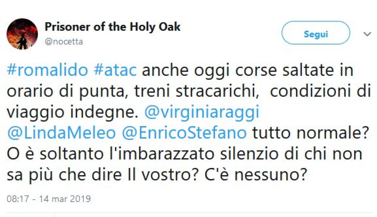 Situazione Trasporto Pubblico Roma giovedì 14 marzo - 