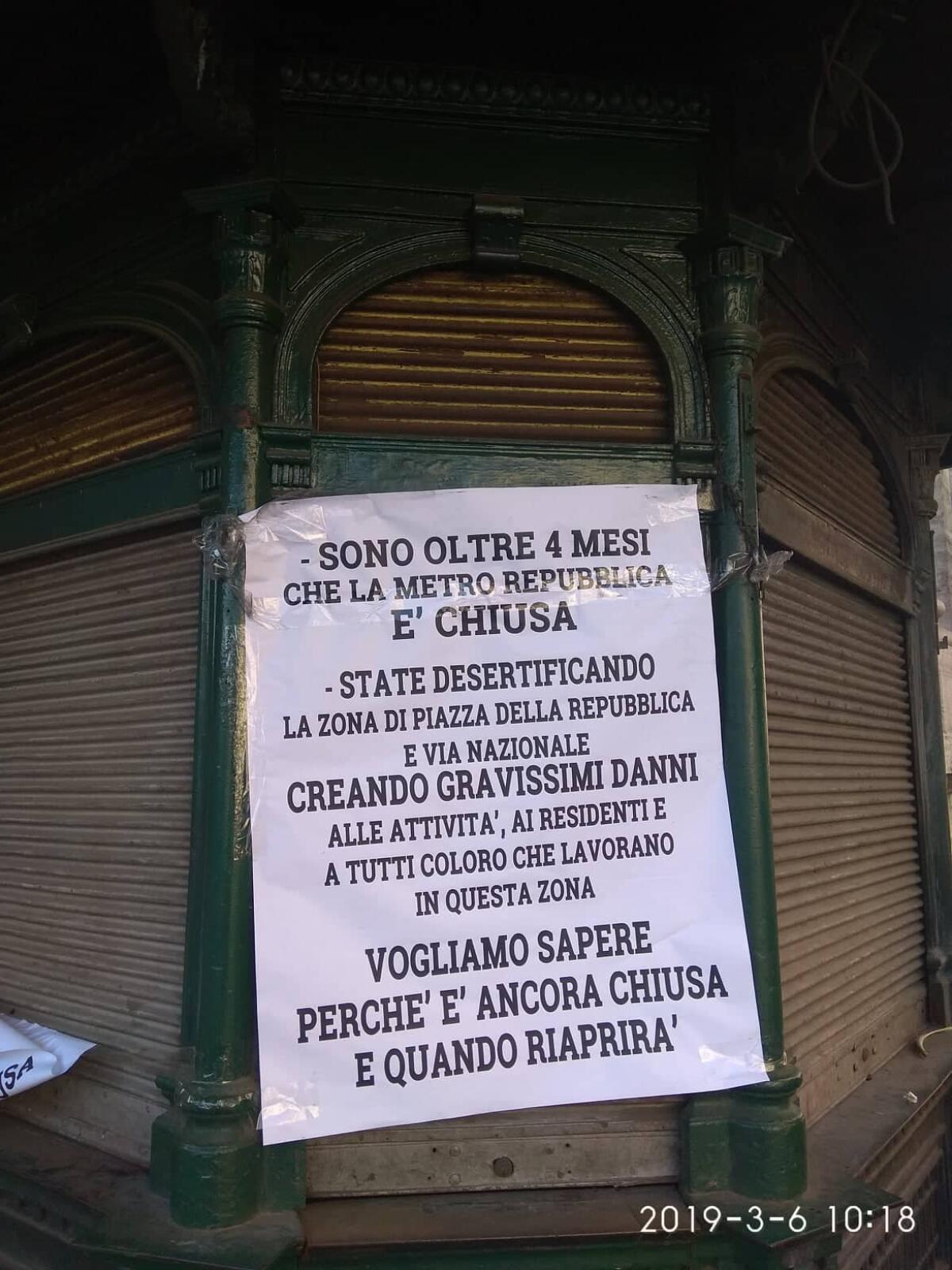 Metro Repubblica, la fermata riapre a maggio - 