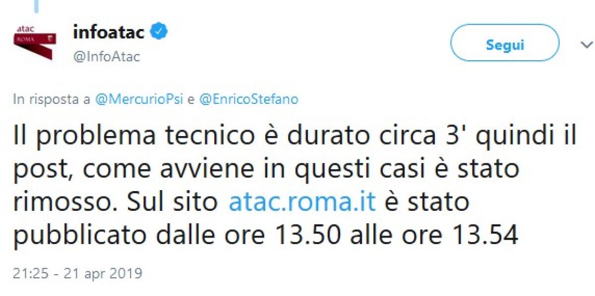 Situazione Trasporto Pubblico Roma martedì 23 aprile - 