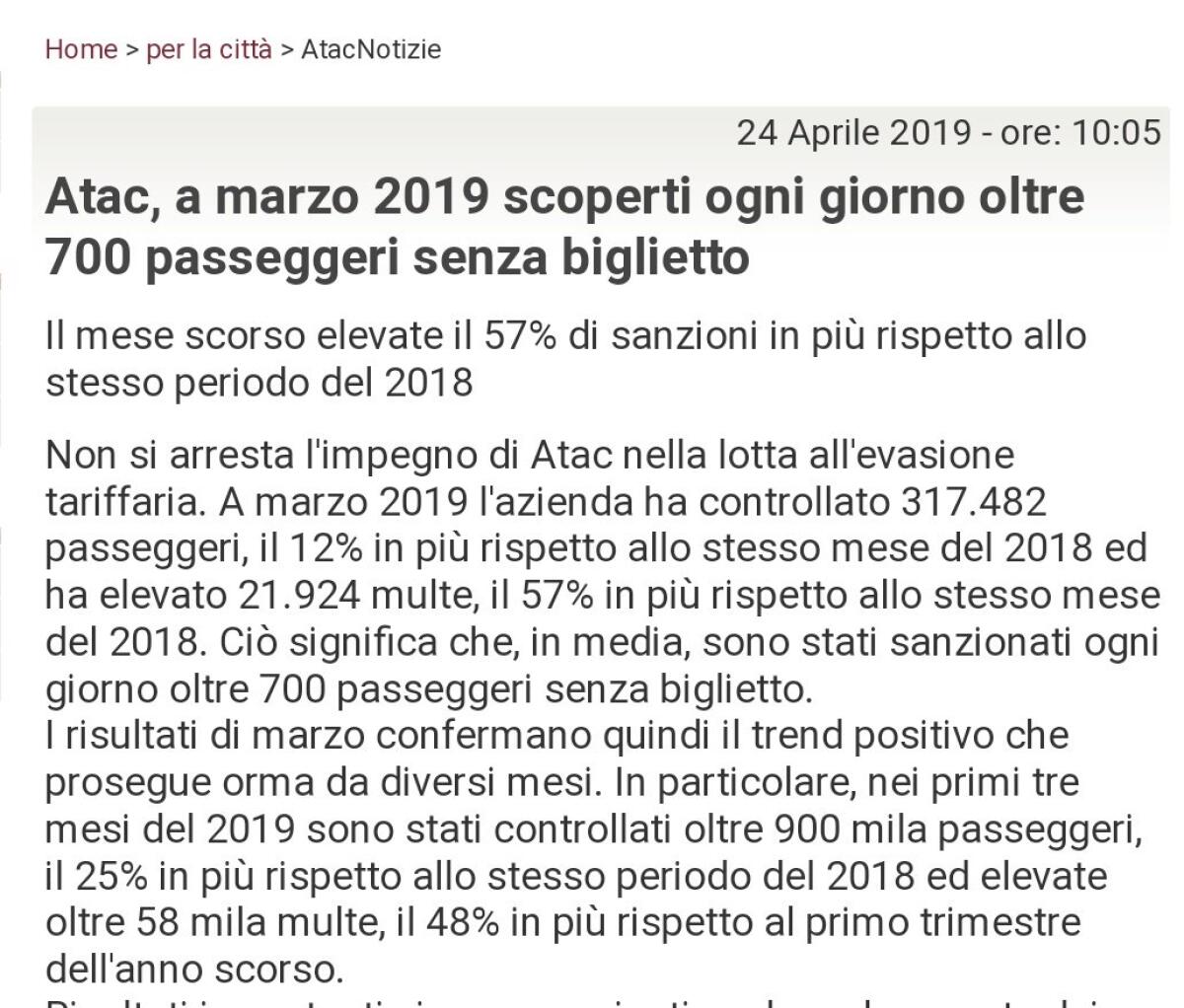 Situazione Trasporto Pubblico Roma lunedi 29 aprile - 