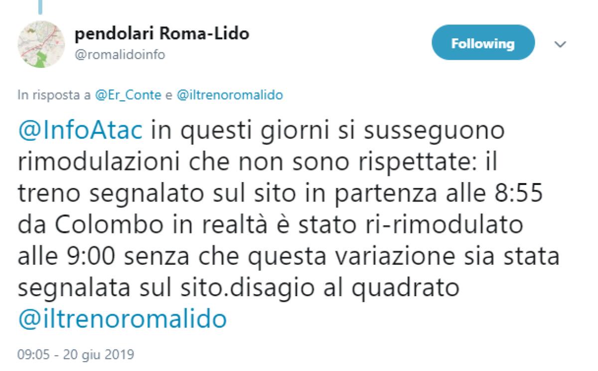 Situazione Trasporto Pubblico Roma 20 giugno 2019 - 