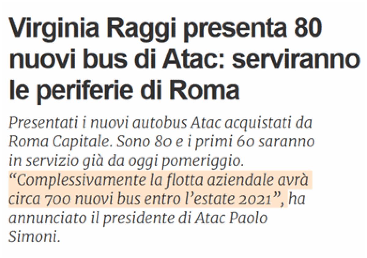 Virginia Raggi e la favoletta dei 600 nuovi bus (smascherata dalle carte dei Giudici) - 