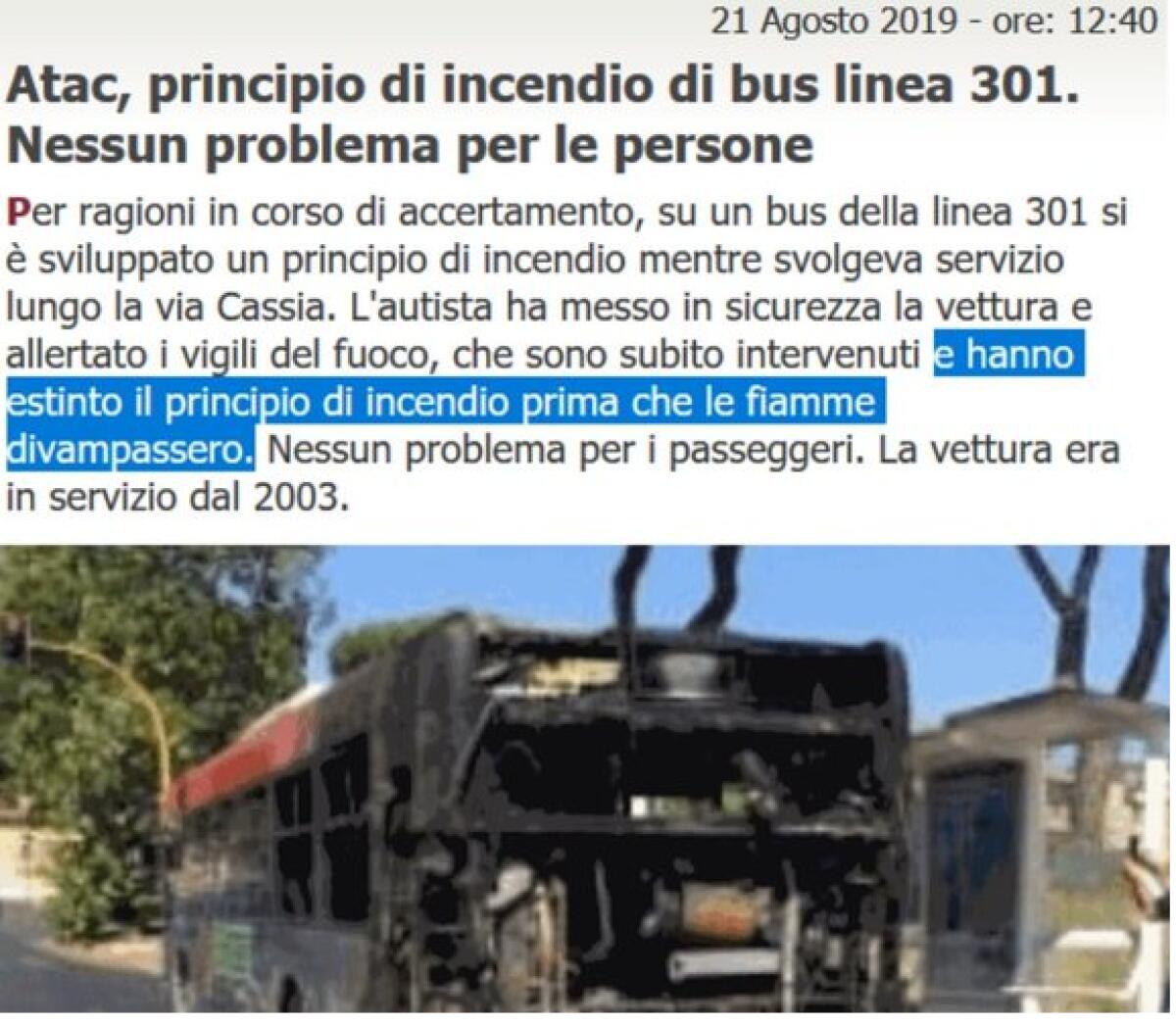 La Situazione Trasporto Pubblico a Roma lunedì 26 agosto - 