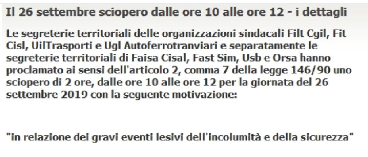 Situazione del trasporto pubblico di Roma giovedì 26 settembre - 