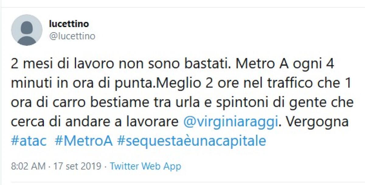 Situazione del trasporto pubblico di Roma martedì 17 settembre - 