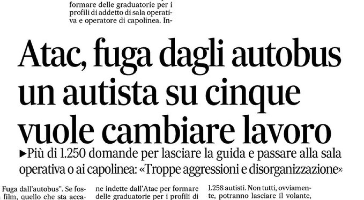 Situazione del trasporto pubblico di Roma di lunedì 28 ottobre - 