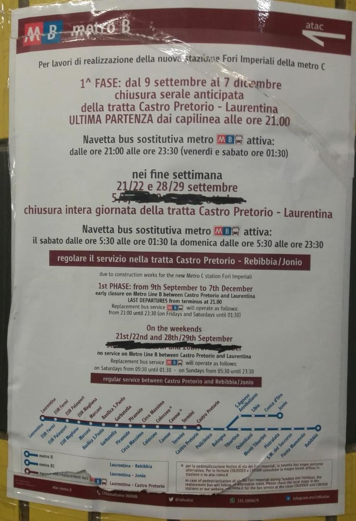 La Metro B non dovrebbe chiudere nei prossimi week end - 