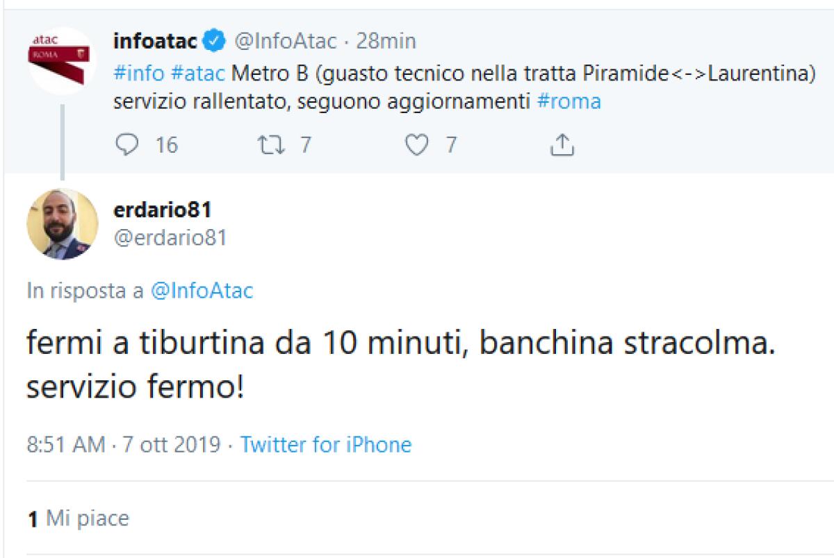 Situazione del trasporto pubblico di Roma di lunedì 7 ottobre - 