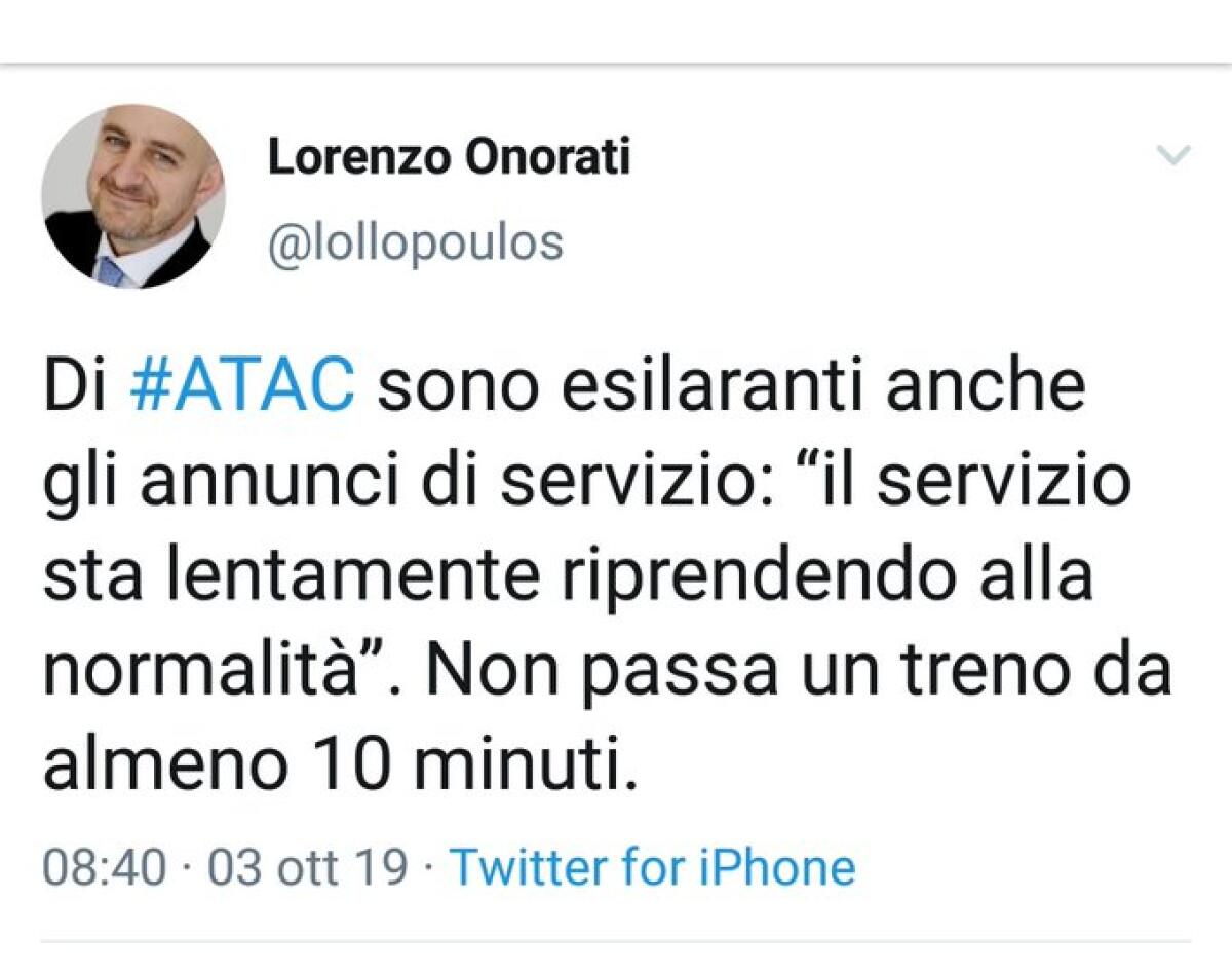 Situazione del trasporto pubblico di Roma giovedì 3 ottobre - 