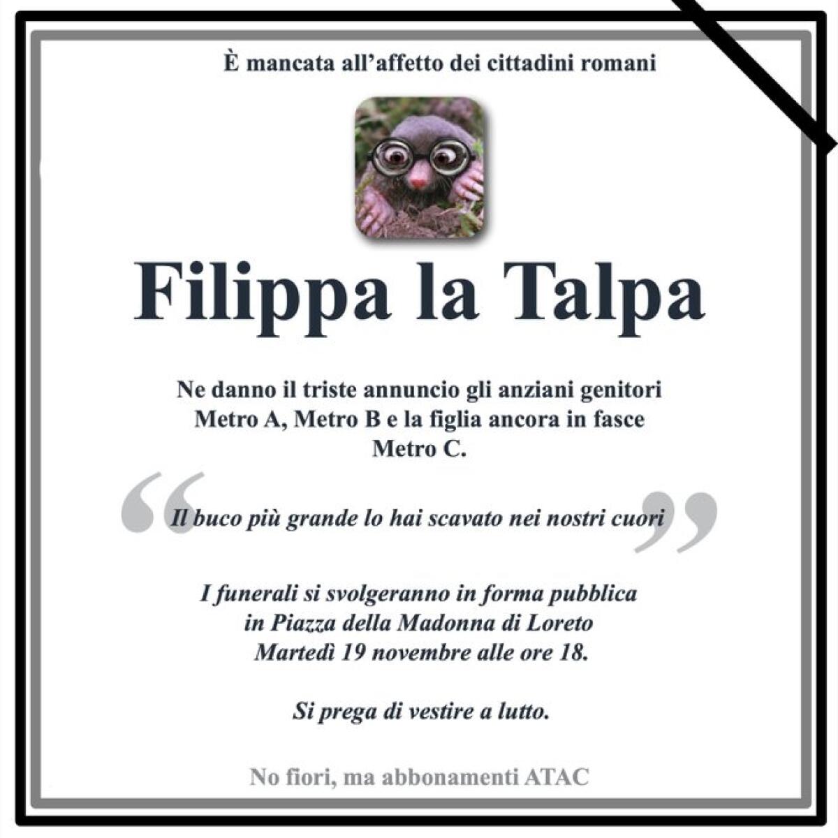 Ciao Talpa Filippa - funerali di una scavatrice - 