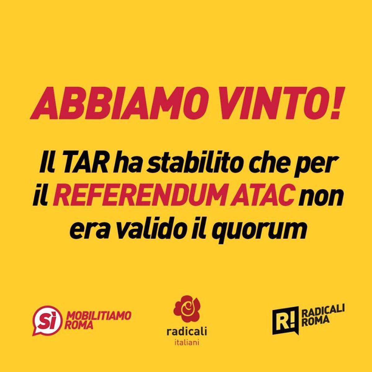 Ok referendum Atac, non serviva quorum - 