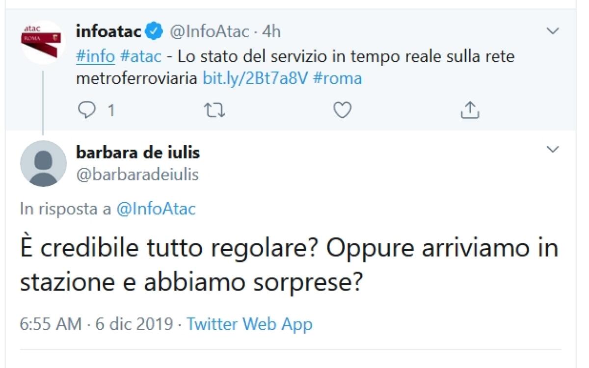 Situazione del trasporto pubblico di Roma di venerdì 6 dicembre - 