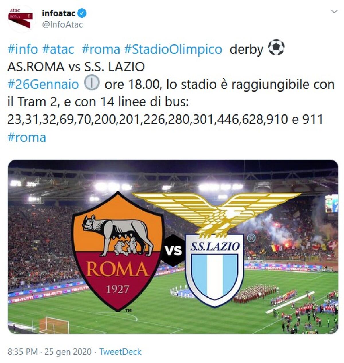 Derby Roma-Lazio, il disservizio di Atac - 