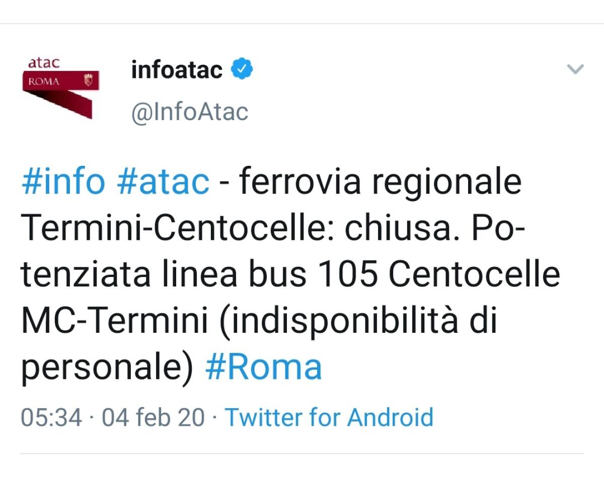 Chiusa la Roma-Giardinetti: Politica e Sindacati ciechi e sordi - 