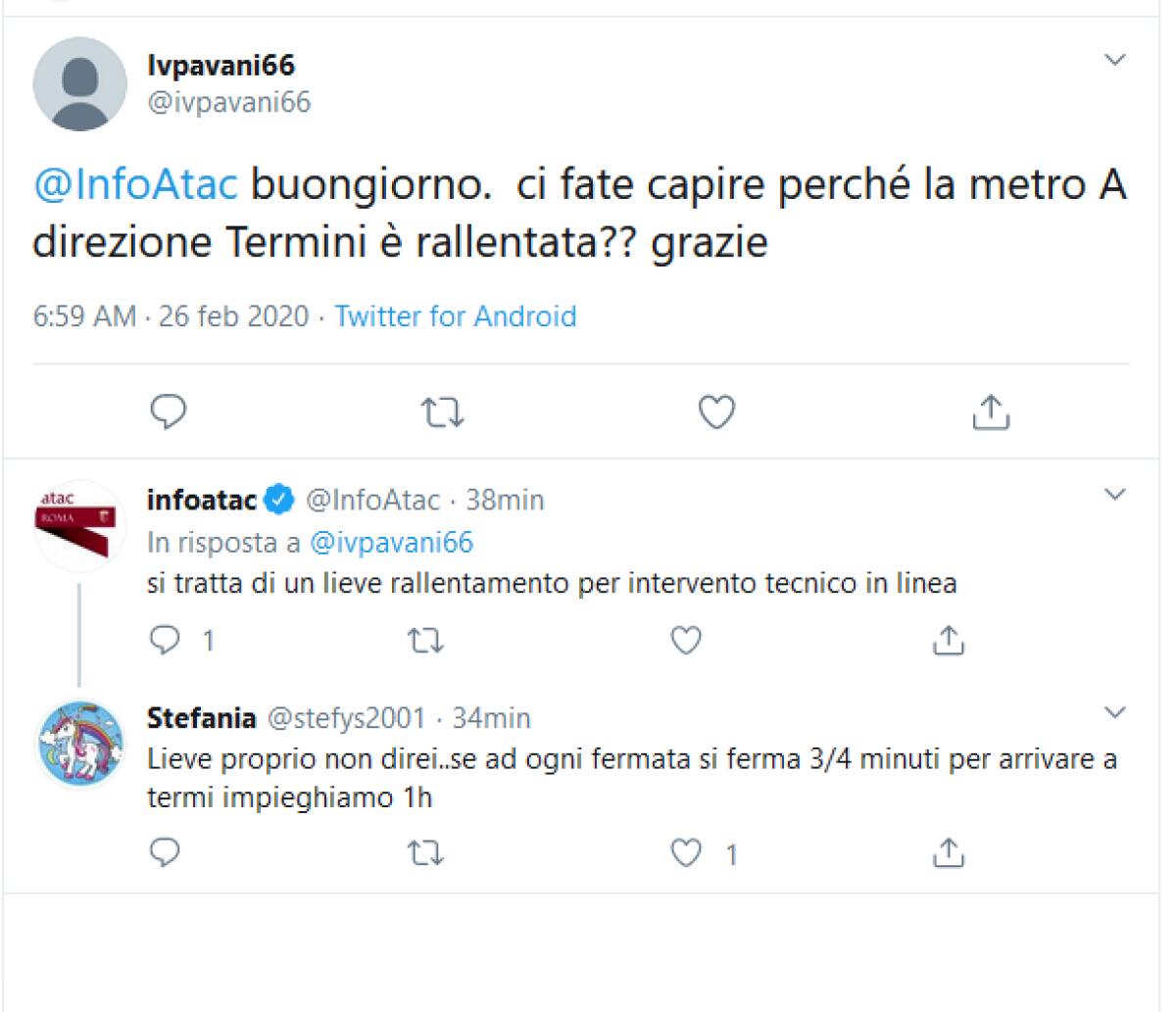 Metro A - Il lieve ritardo in ora di punta - 