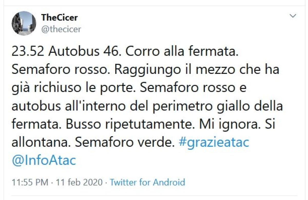 Situazione del trasporto pubblico di Roma di Mercoledì 12 febbraio - 