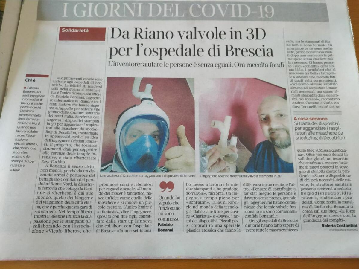 Coronavirus. respiratori con maschere sub, "pronti a produrre gratis" - 