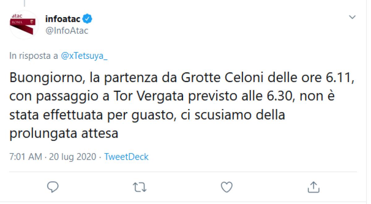Situazione del trasporto pubblico di Roma di lunedì 20 luglio - 