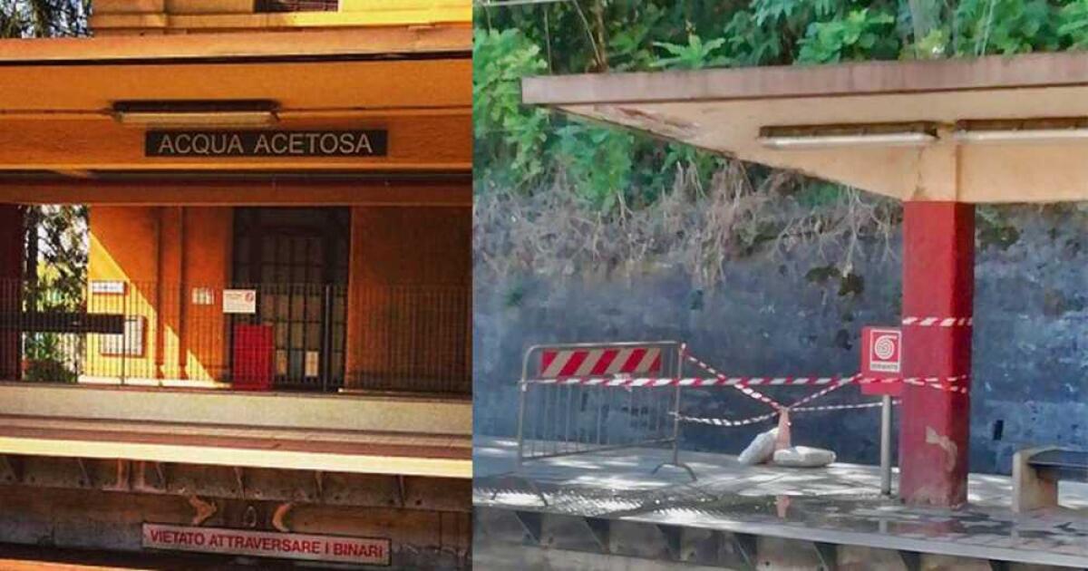 Piovono calcinacci alla stazione Acqua Acetosa - 