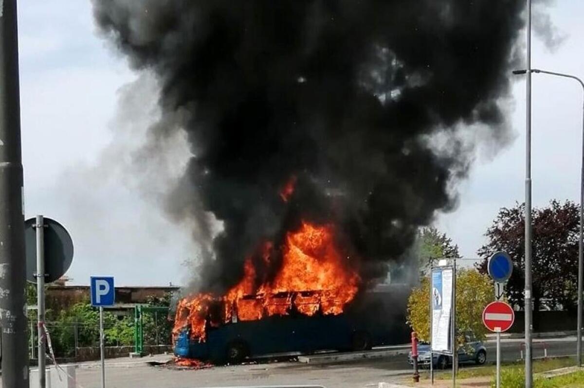 Incendio a Lanuvio, in fiamme bus Cotral: fumo nero visibile ai Castelli Romani - 