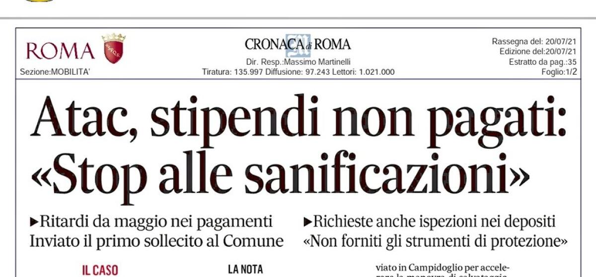 Atac non paga le pulizie, stop alle sanificazioni sui mezzi - 
