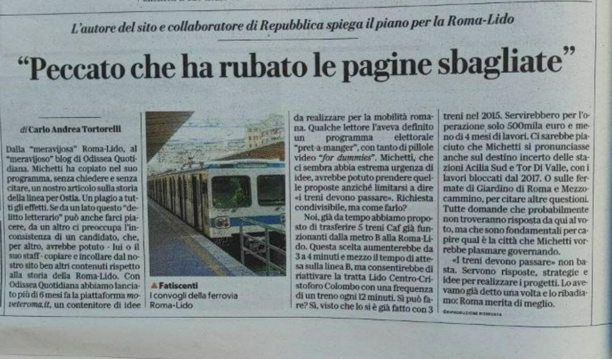 Dalla “meravijosa” Roma-Lido, al “meravijoso” blog di Odissea Quotidiana - 