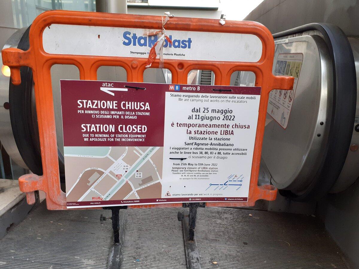 Metro B1: stazione Libia resta chiusa per un'altra settimana - 