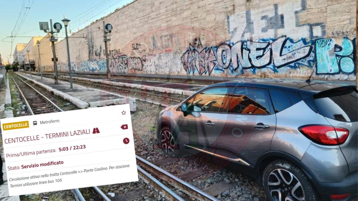 Termini-Centocelle: l'ennesima auto finisce sui binari del capolinea - 